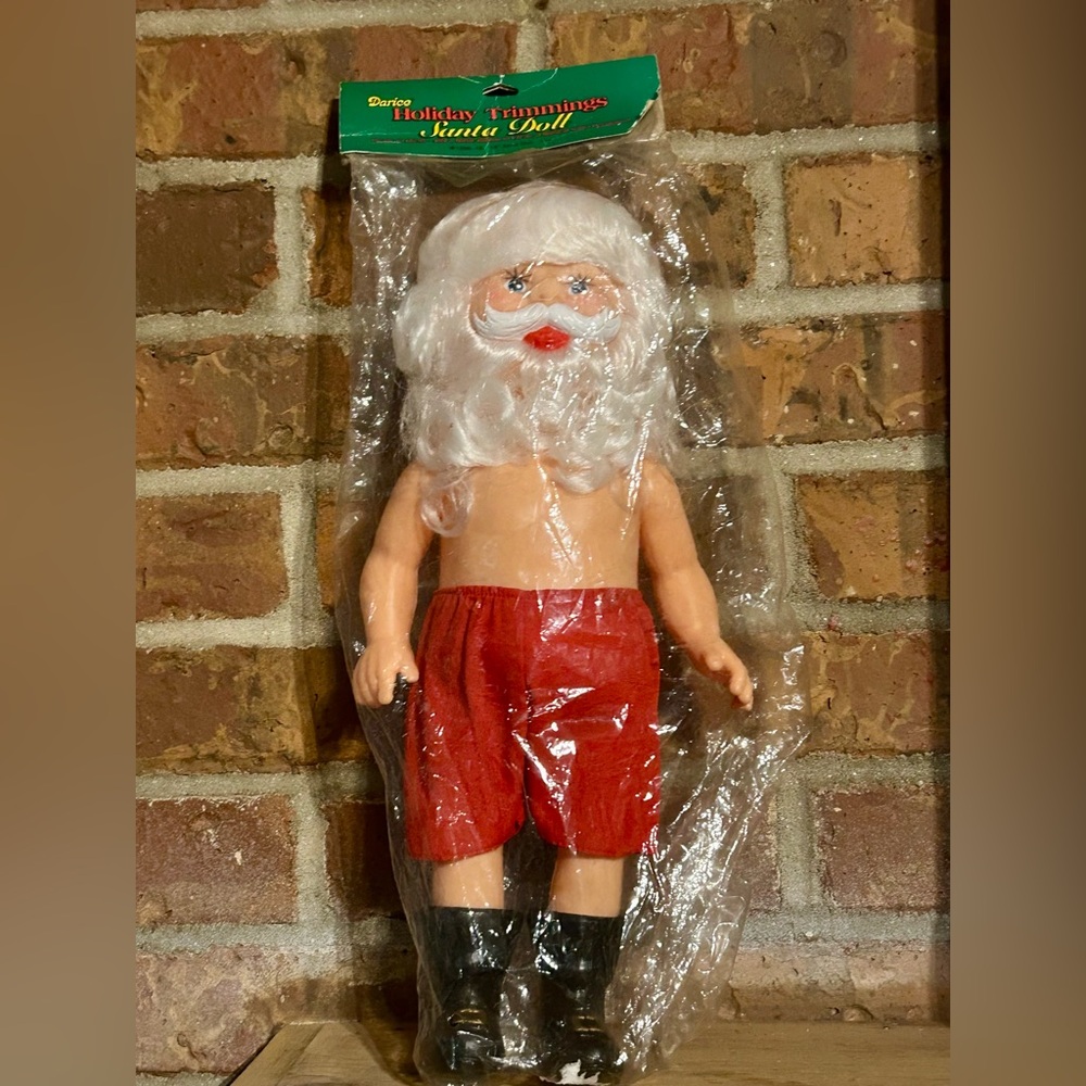 🎄Vintage Holiday Trimmings Darice Santa Clause Doll Musical Craft Doll 13 1/2”